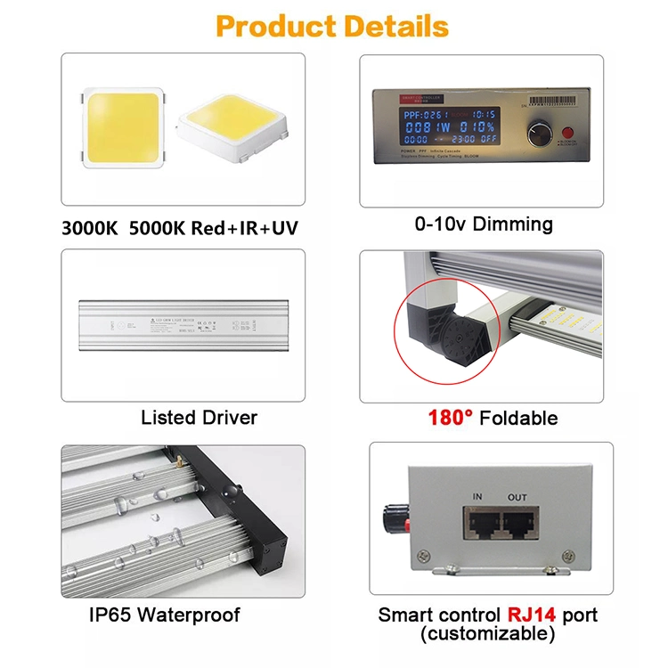 Dimmable 800W IR 730nm UV 395nm Full Spectrum Foldable LED Grow Light